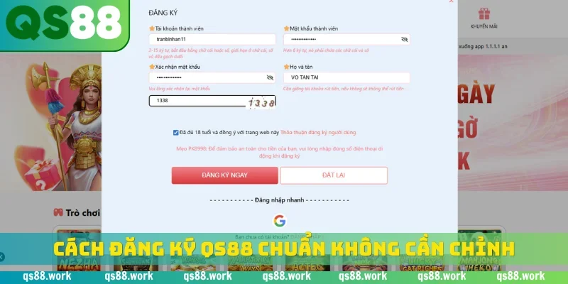 Cách đăng ký QS88 chuẩn không cần chỉnh