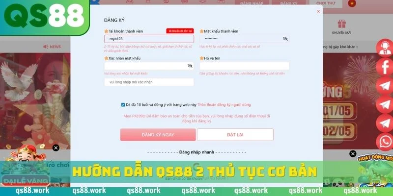 Hướng dẫn QS88 2 thủ tục cơ bản